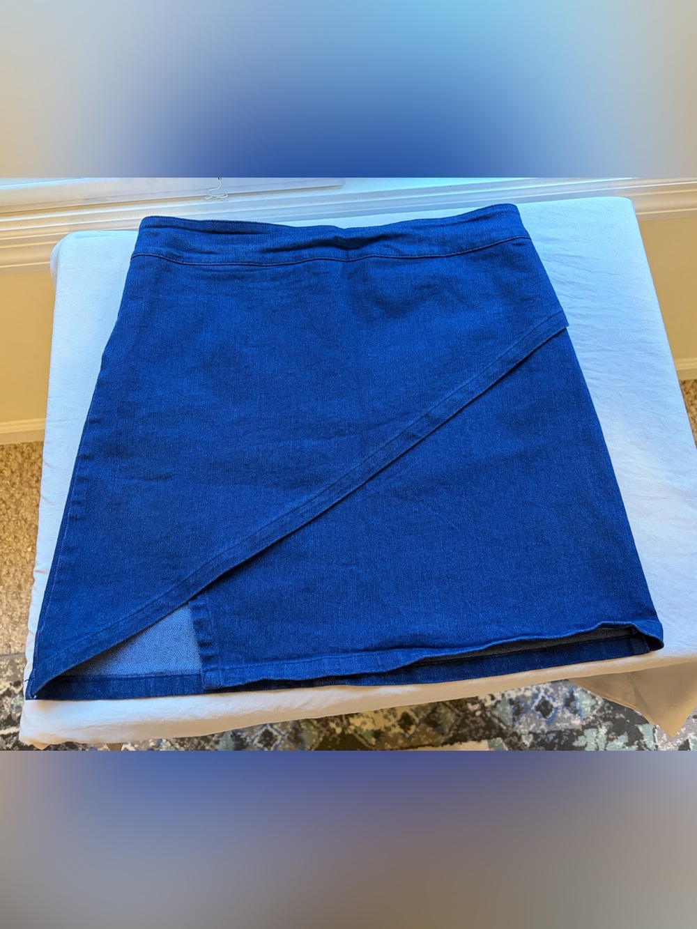 Brandy Melville dark wash denim skirt asymmetrical wrap-front OS a-line mini